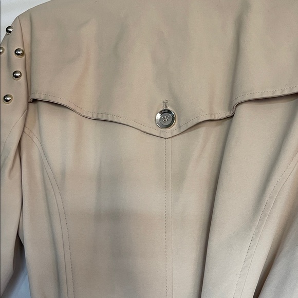 Bebe Studded Sleeve Double Breasted Belted Trench Coat - Tan/Beige - Picture 10 of 10